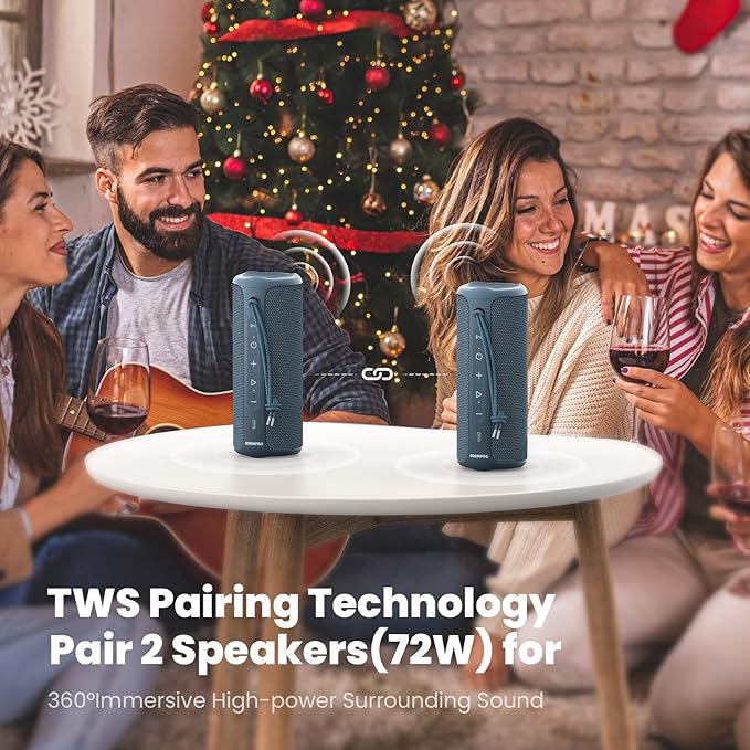 MIATONE Bluetooth Speakers 36W TWS Portable Speaker with Stereo Sound Bass, Bluetooth 5.3 Wireless USB Type C Outdoor, 5000mAh 24H Playtime IPX7 for Present, Boy Friend Gifts for him (Blue)