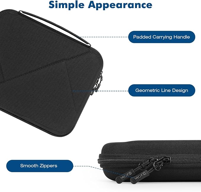MoKo 13 inch Tablet Sleeve Bag for 13 inch iPad Air M4 2026, iPad Pro 13 M5/M4/Air M3/M2, iPadPro 12.9, Galaxy Tab S8+/S9+ 12.4, Hard Shell EVA iPad Bag with Storage and Padded Handle, Black