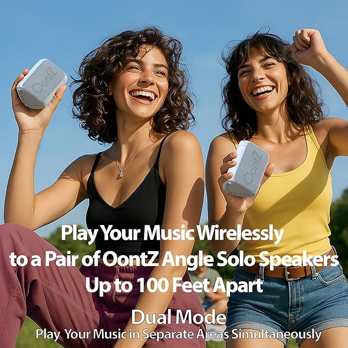 OontZ Angle Solo Portable Bluetooth Speaker - Ultra Portable, 14 Hours of Playtime, 100ft Wireless Range, Waterproof, Budget-Friendly Speaker for Travel, Outdoor or Home, Great Gift (White)