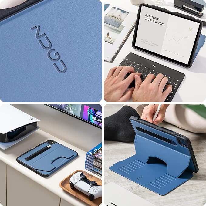 ZUGU Case for iPad Pro 12.9 Case 5th / 6th Generation Stand 2021/2022, Slim Protective Cover with Wireless Apple Pencil Charging, Magnetic Stand & Sleep/Wake Magnetic Cover, Slate Blue