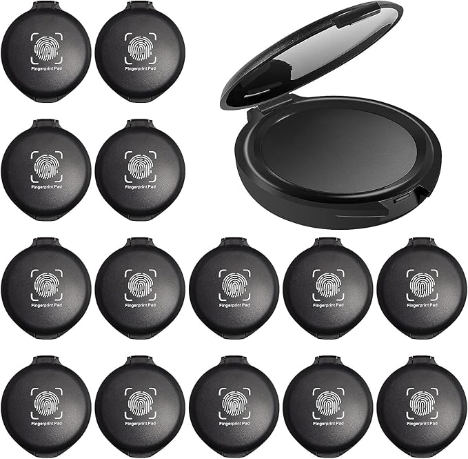 15PCS Black Fingerprint Ink Pads, Mini Portable Thumbprint Ink Pad for Notary Supplies Identification Security ID Fingerprint Cards Law Enforcement Fingerprint Kit Home Office Use