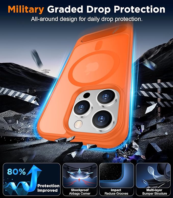 Magnetic Compatible with iPhone 13 Pro Max Case, [Built-in Invisible Kickstand][Compatible with MagSafe][Military Grade Shockproof] Slim Translucent Matte Phone Case for iPhone 13 Pro Max 6.7"