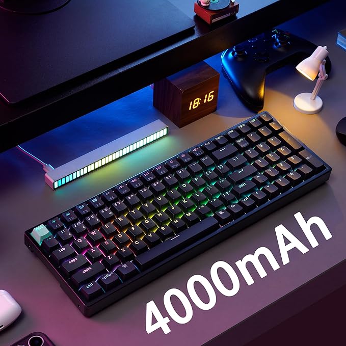 Keychron K4 HE QMK Wireless Gaming Custom Mechanical Keyboard, 2.4 GHz/Bluetooth/Wired 96% Layout Hot-Swappable Programmable RGB Backlit Gateron Magnetic Switches for Mac Windows Black
