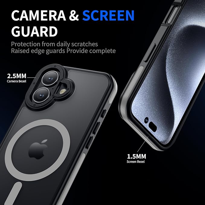 Strong Magnetic for iPhone 16 Plus case [10Ft Military-Grade Protection] Compatible with fit MagSafe Shockproof Slim Thin Cover 6.7 inch 16 Plus Phone case, Gray Bumper