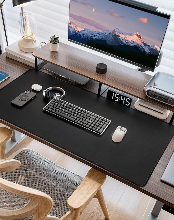 Reniteco Large Gaming Mouse Pad with Durable Stitched Edges, Non-Slip Rubber Base, Big Computer Keyboard Mouse Mat Desk Pad for Home Office Gaming Work, 31.5''x11.8''x0.12'', Black