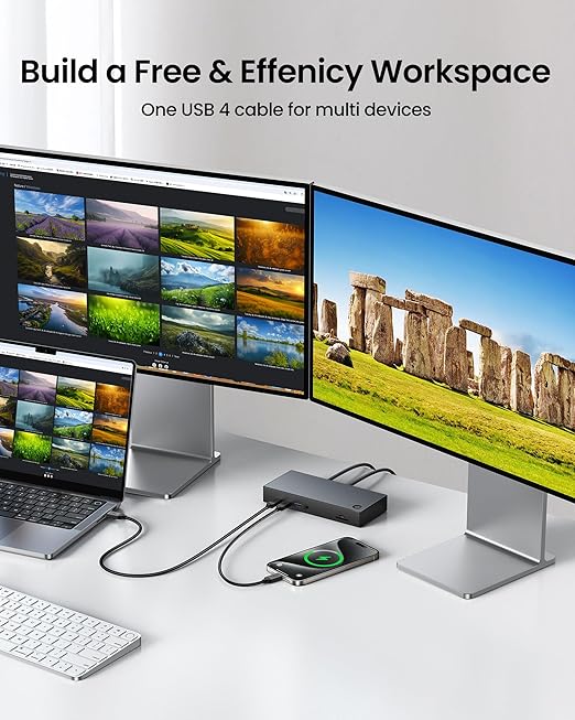 Silkland USB 4 Cable for Thunderbolt 4, 40Gbps Data Sync, 240W PD 3.1 Charging, 8K/5K@60Hz, Dual 4k, Braided USB C Video Cable Compatible for MacBook, iPhone 17/16, SSD, Docking, Monitor, 5FT
