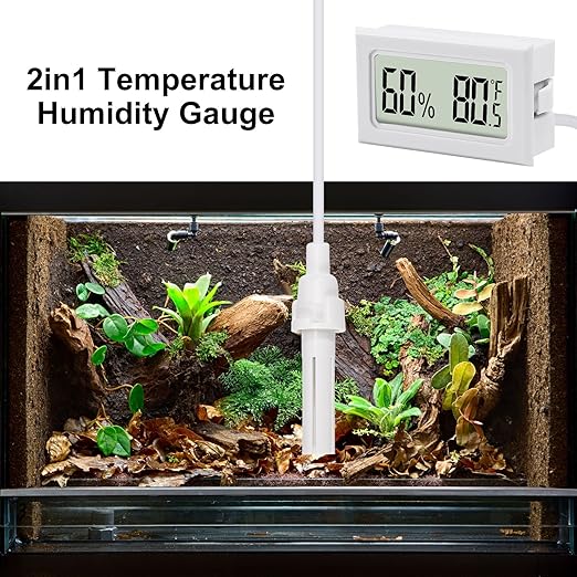 3Pcs Mini Digital Thermometer Hygrometer with Probe Electronic Temperature Humidity Gauge Meters Indoor LCD Display Fahrenheit for Humidors,Greenhouse,Garden,Incubator Reptile Terrarium