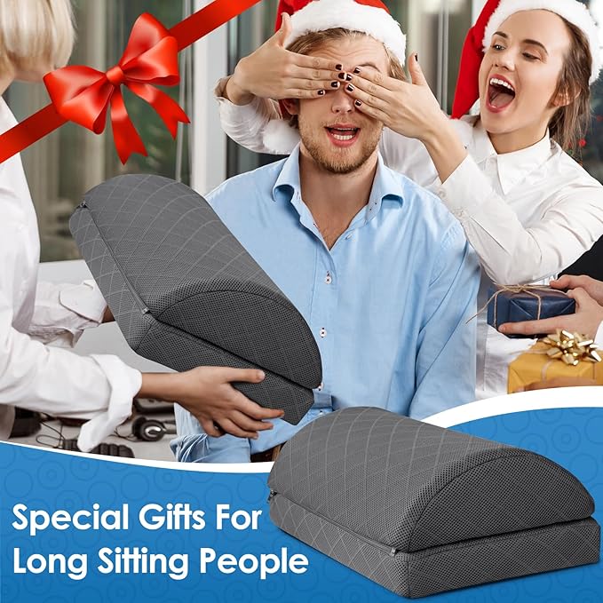 CushZone Foot Rest for Under Desk at Work Adjustable Foam for Office and Home, Office Desk Accessories，Comfortable Footrest with 2 Adjustable Heights，Back & Hip Pain Relief (Gray-16.9 in)