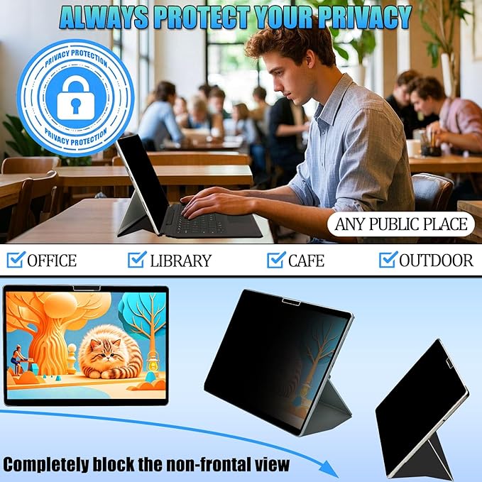 Privacy Screen Protector for Microsoft Surface Laptop 6/5/4/3/2/1-13.5 Inch - Anti-Spy Filter with Blue Light Blocking - Removable, Reusable, Bubble-Free Installation