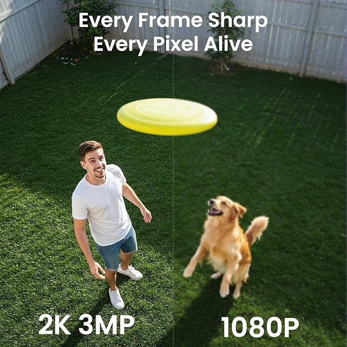 2K 3MP Security Cameras Wireless Outdoor, Battery Powered AI Human Detection Outdoor Camera with White Light, Siren, Color Night Vision, 2-Way Talk, IP65 Waterproof, SD/Cloud Storage, 2.4Ghz WiFi only