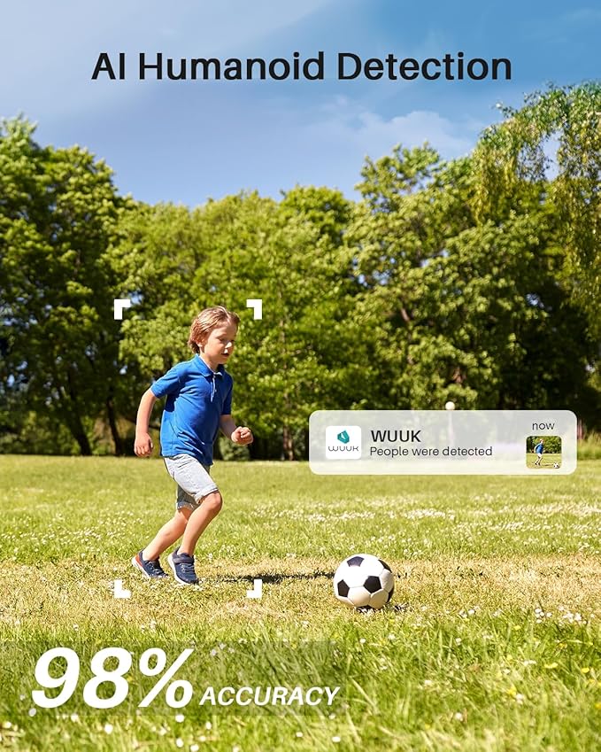 WUUK Add-on Solar Security Camera Wireless Outdoor, Requires Base Station, Home Security Cameras Wireless Outdoor, 2K, No Monthly Fee, Color Night Vision, Compatible with Alexa & Google