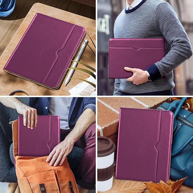 DTTO iPad Pro 12.9 6th / 5th / 4th / 3rd Generation Case 2022/2021/2020/2018,Premium Leather Folio Stand Cover with Built-in Apple Pencil Holder -Auto Wake/Sleep and Multi Viewing Angles,Purple