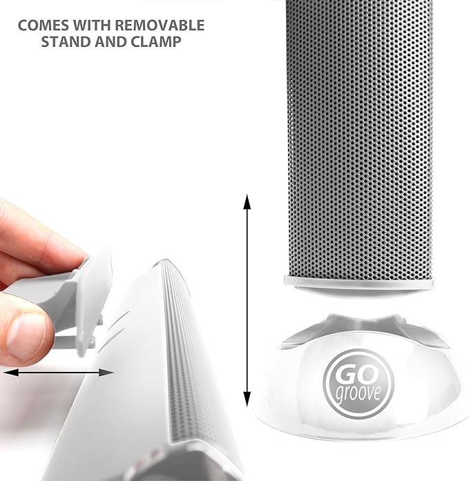 GOgroove SonaVERSE USB Speakers for Laptop Computer - USB Powered Mini Sound Bar with Clip-On Portable External Speaker Design for Monitor, One Cable for Digital Audio Input and Power (White)