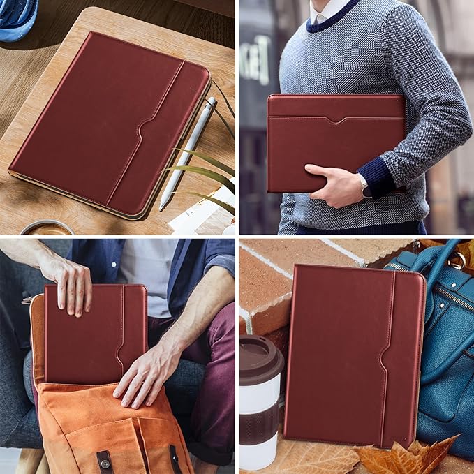 DTTO for iPad Pro 12.9 6th / 5th / 4th / 3rd Generation Case 2022/2021/2020/2018, Leather Folio Stand Cover with Built-in Apple Pencil Holder -Auto Wake/Sleep and Multi Viewing Angles, Burgundy Red