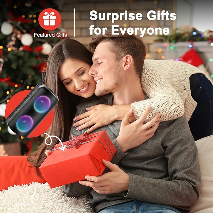 Bluetooth Speaker, 2026 NEW Speakers Bluetooth Wireless, 24W Super Loud,TWS Pairing, 360°HD Colorful RGB Lights, IPX7 Waterproof, Portable Speaker, 12H Playtime, HD Call for Outdoor/Home/Party/Beach