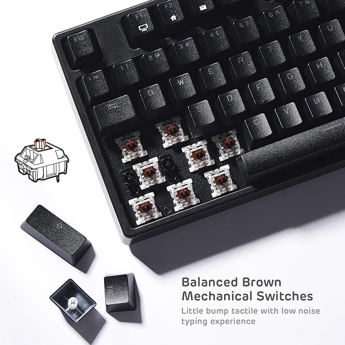 RK ROYAL KLUDGE RK87 Sink87G RGB 80% Mechanical Keyboard, Wireless 2.4G Tenkeyless Mechanical Keyboard with Programmable Software, 87 Keys, Tactile Brown Switches