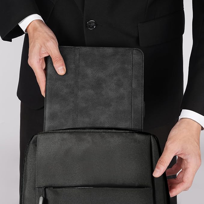 Handmade Case for iPad Pro 13 Inch (M5/M4) 2025/2024 with Pencil Holder Pocket,Magnetic Closure,Auto Sleep/Wake,Vegan Leather Folio Protective Cover,Multi Angles Stand,Black