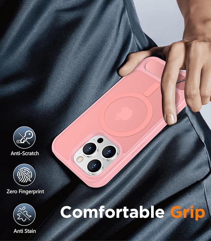 Magnetic Compatible with iPhone 13 Pro Case, [Built-in Invisible Kickstand][Compatible with MagSafe] [Military Grade Shockproof] Slim Translucent Matte Phone Case for iPhone 13 Pro 6.1"