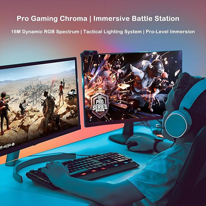 32 Inch Monitor Backlight - Smart LED Strip for PC Monitor Sync - Cinematic Screen Color and Music Rhythm - Software Driven Gaming Desktop Ambient Light for Pro Battlestations (32 inch)