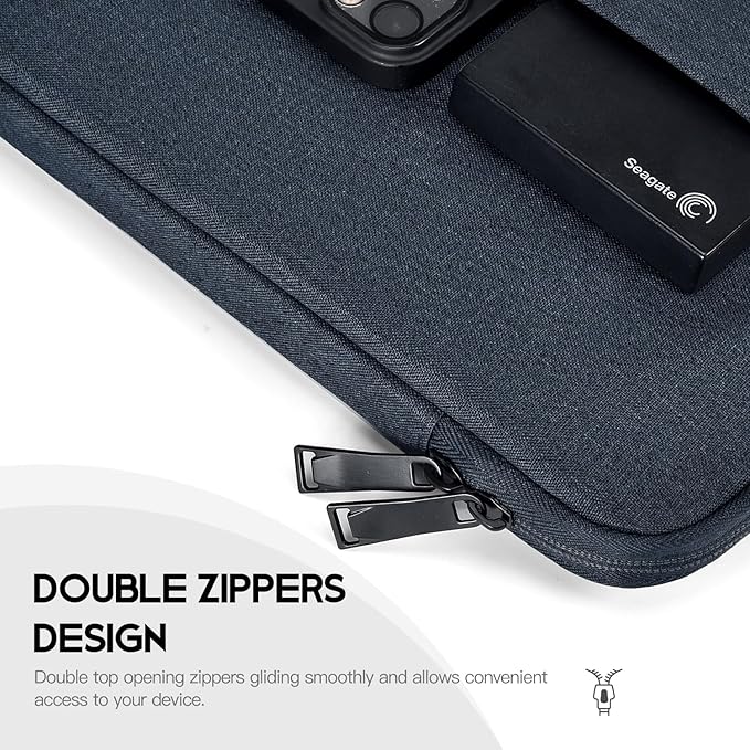 18 inch Portable Monitor Sleeve, Padded Shockproof Protective Carrying Case Bag with Accessory Pocket, Water-Resistant Monitor Display Bag for 18.5 inch Portable Monitors -Navy Blue