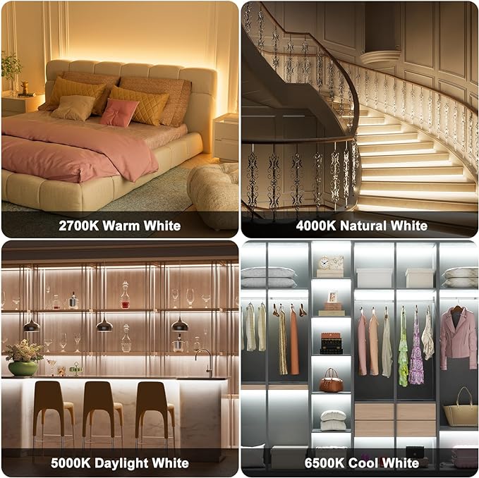 PAUTIX CCT COB LED Strip Light White Tunable 6400LEDs,CRI90+ 32.8ft/10m Dimmable 2700K-6500K 24V LED Tape Lights Kit,Work with Alexa/Google Assistant,for Under Cabinet Bedroom Kitchen DIY Lighting
