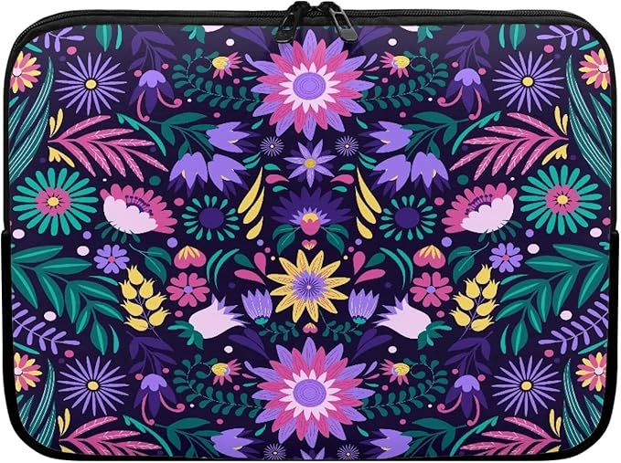 Mandala Flower Laptop Protective Sleeve for Women 12 inch Lap Top Case Portable Computer Sleeve Laptop Protector Zippered Pouches Gifts for Girls Boys Purple