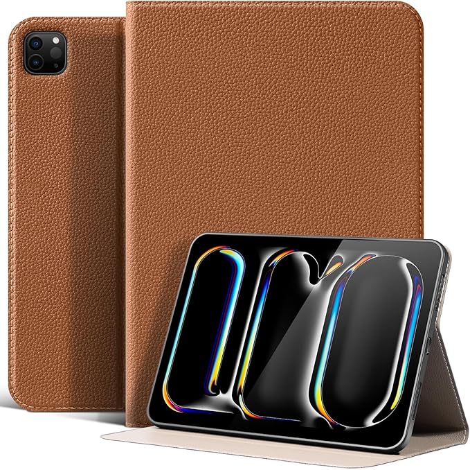 for iPad Pro 11 inch Case 4th/3rd/2nd/1st Gen (2022-2018), Slim [Leather Feel] Protective Cover, Multi-Angle Stand & Auto Sleep/Wake Smart Folio, Brown