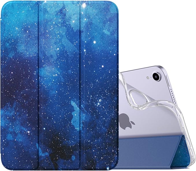MoKo Case Fit New iPad mini 7 (A17 Pro) 2024, iPad mini 6th Generation Case 2021 (8.3-inch), iPad mini 6 Case, Soft TPU Translucent Frosted Back Cover Case for iPad mini 7th, Blue Starry Sky