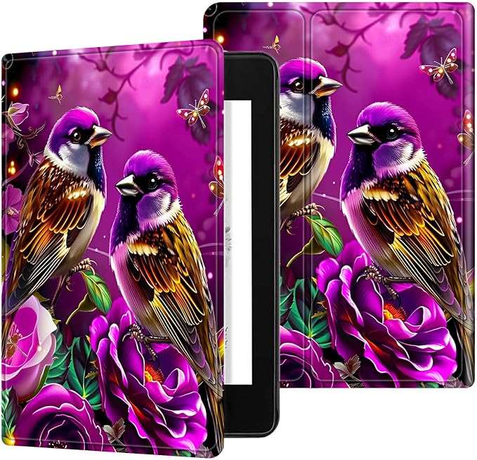 for Kindle Scribe 10.2 Inch 2022/2024 Released Tablet Case, Slim Kickstand Stand Leather Smart Cover with Auto Wake/Sleep, 2 Hummingbird Flowers