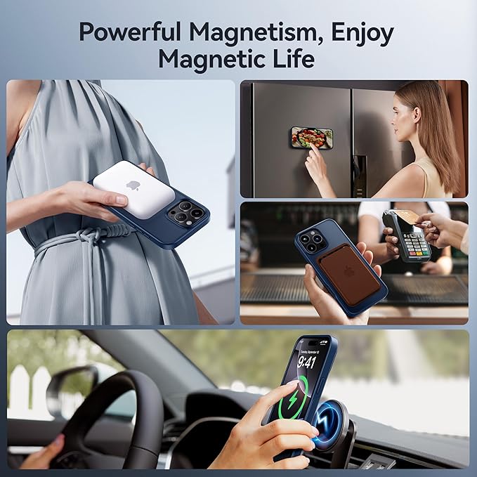 CASEKOO Ultra-Magnetic Stand for iPhone 16 Pro Max Case [Military Drop Protection] [Compatible with MagSafe] Shockproof Translucent Matte Slim Ring Holder Case for iPhone 16 ProMax 6.9", Blue