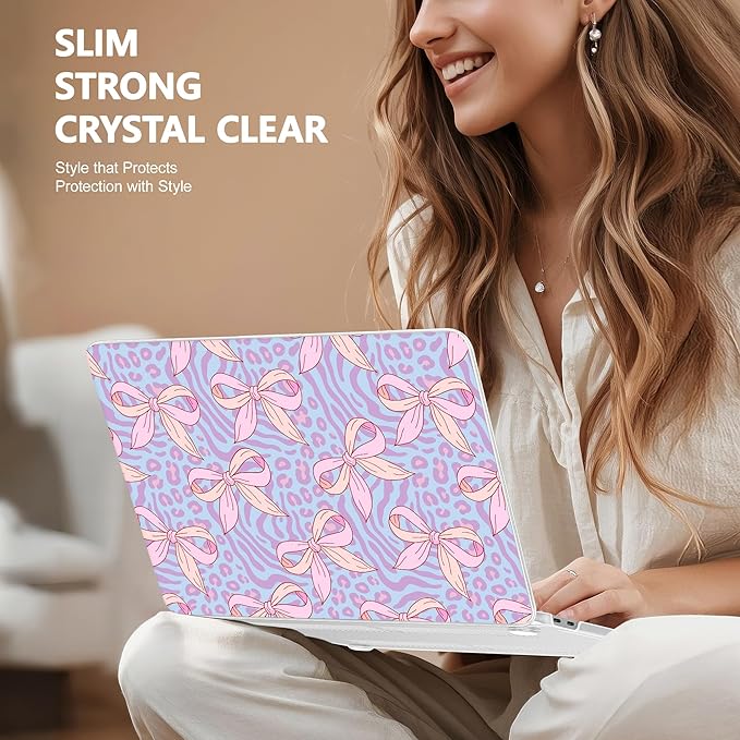 Case for 2026 MacBook Neo 13-inch Laptop with Liquid Retina Display, Release Model A3404, Sturdy Plastic Hard Shell Case + Keyboard Cover + Trackpad Film + Dust Plug, Leopard Bow