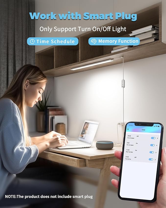 ASOKO Plug-in Under Desk Light, 24Inch LED Workbench Lights with Super Brighten 900Lumen and 3 Temps (3000K/4000K/6000K) for Kitchen Sink/Desk/Workbench-No Motion Sensor Unction