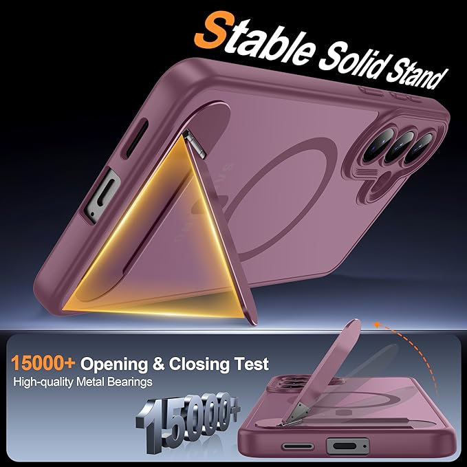 Magnetic for Samsung Galaxy S26+ Plus Case, [Compatible with MagSafe][Full Camera Protection][Built-in Invisible Kickstand] Translucent Matte Phone Case for S26 Plus 6.7" - Wine Red