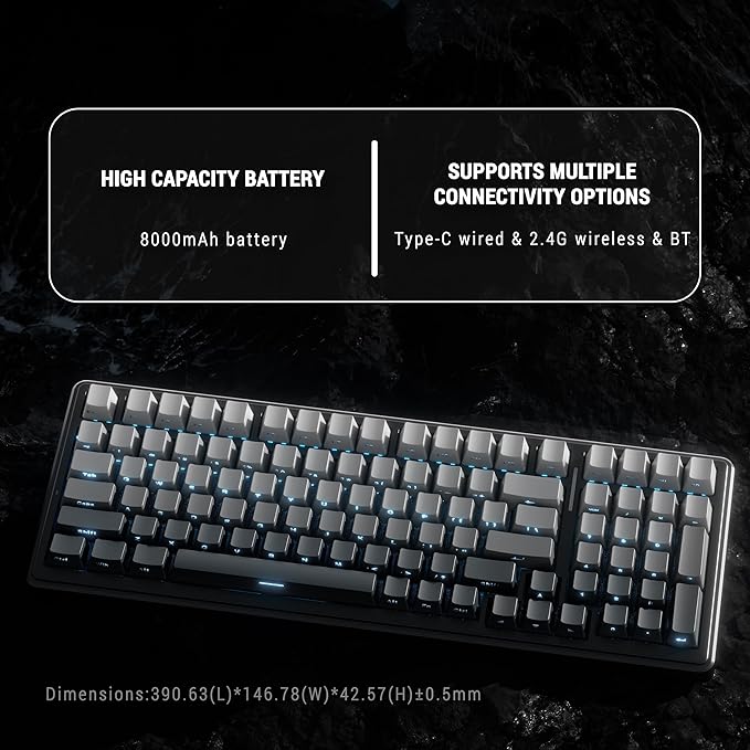 x Aula F99 99% Mechanical Gaming Keyboard – Wireless Bluetooth, 2.4Ghz RF, USB-C Wired Keyboard with RGB Backlit, Hot-Swappable Pre-lubed Linear Switches, PBT Keycaps, Numpad, Volume Knob