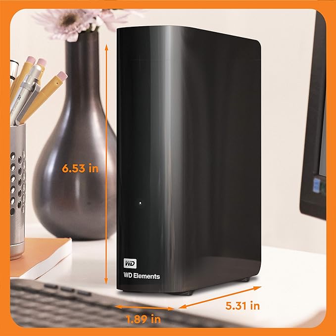 Western Digital 12TB Elements Desktop External Hard Drive, USB 3.0 external hard drive for plug-and-play storage - Western DigitalBWLG0120HBK-NESN