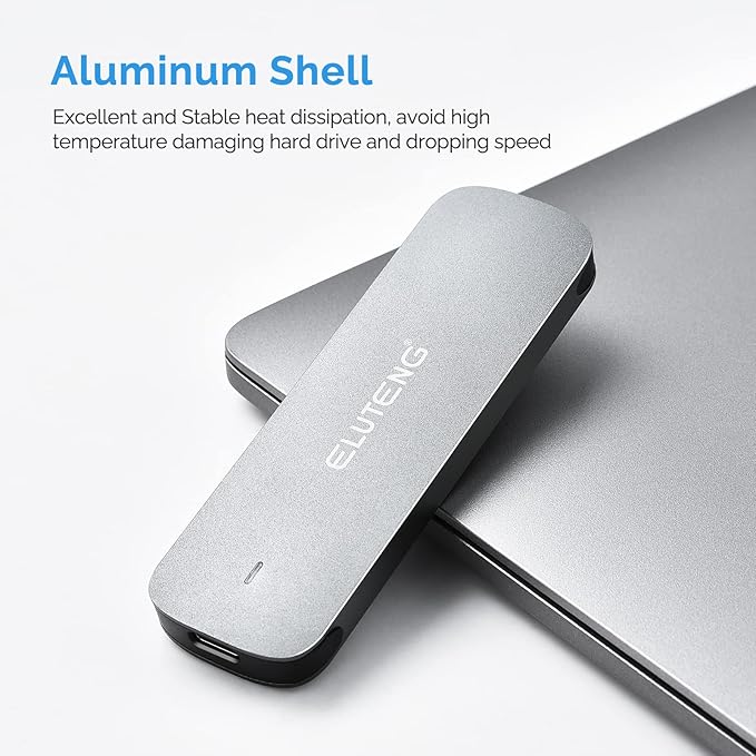 ELUTENG M.2 SSD Enclosure NVME SATA Dual Protocol SSD to USB Adapter Aluminum USB C 3.2 Gen 2 10Gbps PCIe M and B&M Keys External Solid State Drive Case Max 4TB for 2230/ 2242/ 2260/ 2280 SSDs