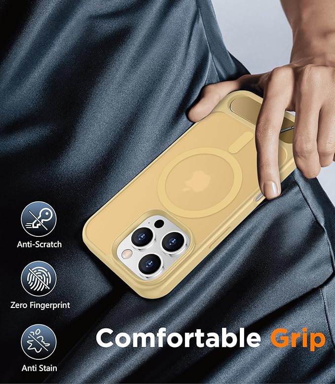 Magnetic Compatible with iPhone 16 Pro Max Case, [Built-in Invisible Kickstand][Compatible with MagSafe][Military Grade Shockproof] Slim Translucent Matte Phone Case for iPhone 16 Pro Max 6.9"