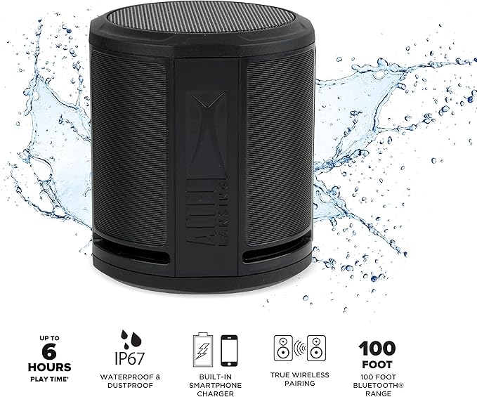 Altec Lansing HydraMicro - Waterproof Bluetooth Speaker, Lightweight & Portable Speaker for Travel & Outdoor Use, Black