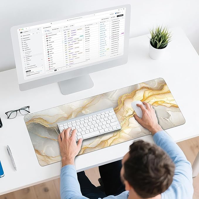 Gaming Mouse Pad - (31.5"×11.8") Marble Large Mouse Pads for Desk - Desk Mat for Keyboard and Mouse with Non-Slip Base, Desks Pad Matfor Game/Office & Home