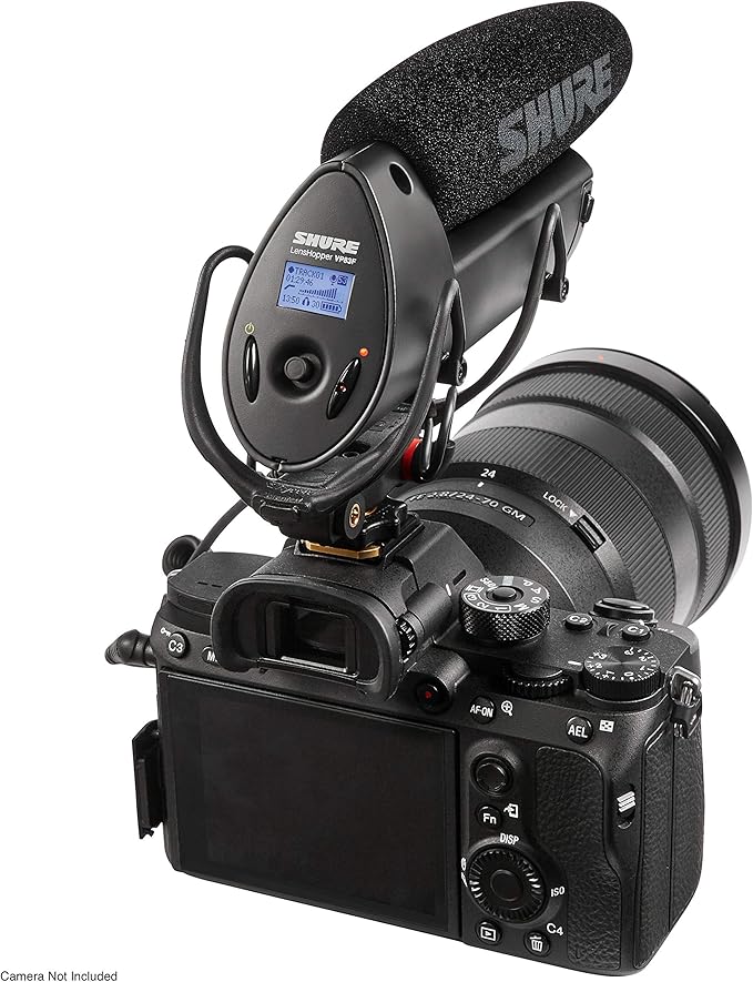 Shure VP83F LensHopper Camera-Mounted Condenser Shotgun Microphone with Integrated Digital Flash Recording - Windscreen, Superior RF Immunity, Backlit LCD, 5-Position Joystick, Rycote Lyre Shock Mount