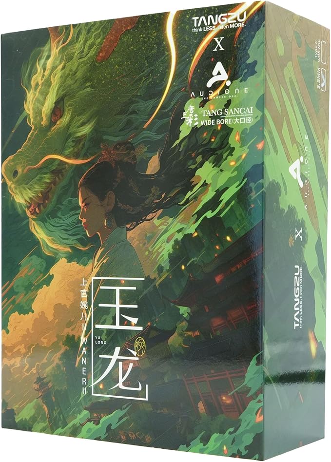 TANGZU Wan'er S.G II Emerald Dragon in Ear Monitor, Gaming IEM Earphones, HiFi Wired Earphones with 10mm PET Diaphragm Dynamic Driver, Flat 0.78mm 2-pin Tangle-Free Detachable Cable (3.5mm with Mic)
