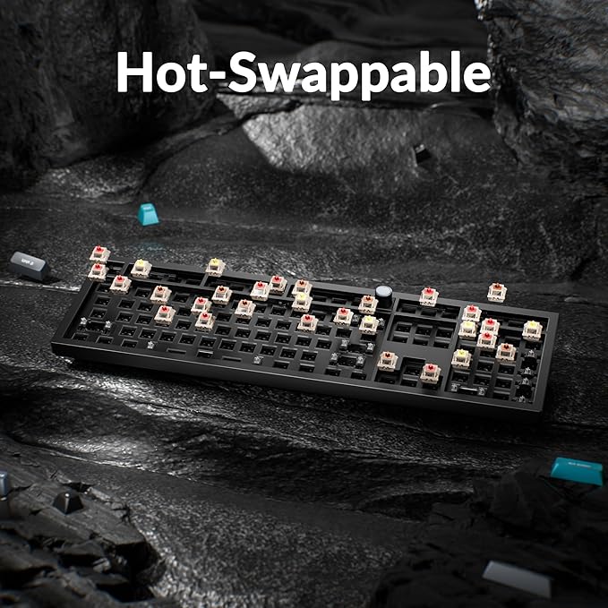 Keychron Q6 Ultra 8K Polling Rate Aluminum Wireless Mechanical Keyboard, 2.4 GHz/Bluetooth/Wired Full-Size Custom RGB, Hot-Swappable Silk POM Brown Switch for Mac Windows Linux - Black