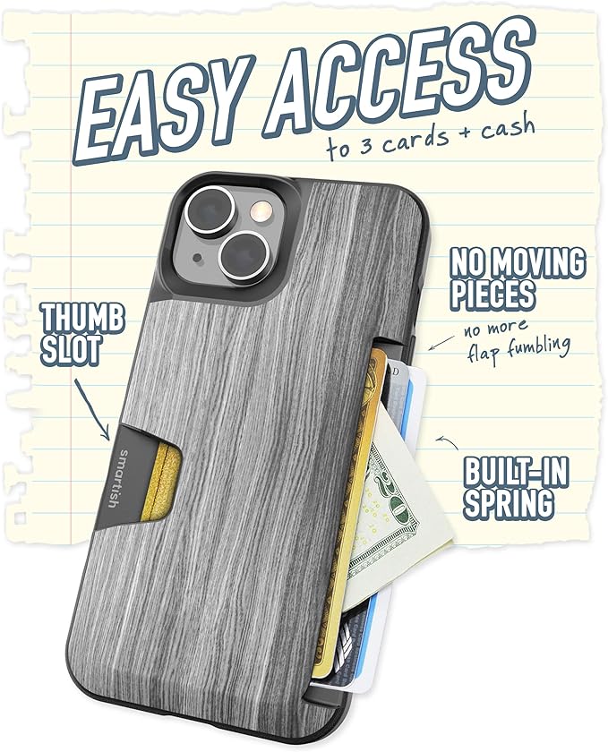 Smartish® iPhone 14 Wallet Case - Wallet Slayer Vol. 1 [Slim + Protective] Credit Card Holder - Drop Tested Hidden Credit Card Slot Cover for Apple iPhone 14 - Graspin' Aspen