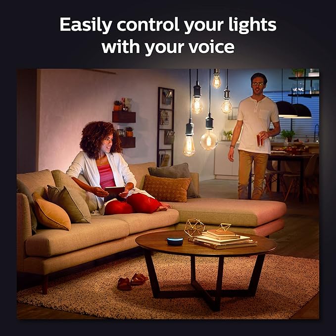 Philips Hue Smart 60W G25 Filament LED Bulb - White Ambiance Warm-to-Cool White Light - 4 Pack - 550LM - E26 - Indoor - Control with Hue App - Works with Alexa, Google Assistant and Apple Homekit