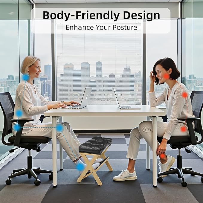 Double Step Foot Rest for Under Desk at Work, Wooden Under Desk Footrest with Non-Slip EVA Stepping Surface, Ergonomic Foot Stools for Under Office Desk, Enhances Posture,Home Office Gaming