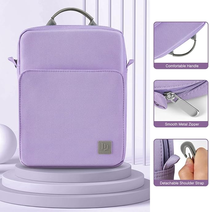 Dadanism 9-11 Inch Tablet Sleeve Bag Carrying Case with Shoulder Strap for iPad (A16) 11", iPad 10th Gen 10.9", iPad Air M4/Pro M5 11", iPad 9/8/7th 10.2", Galaxy Tab A11+ Plus 11", Grey Purple