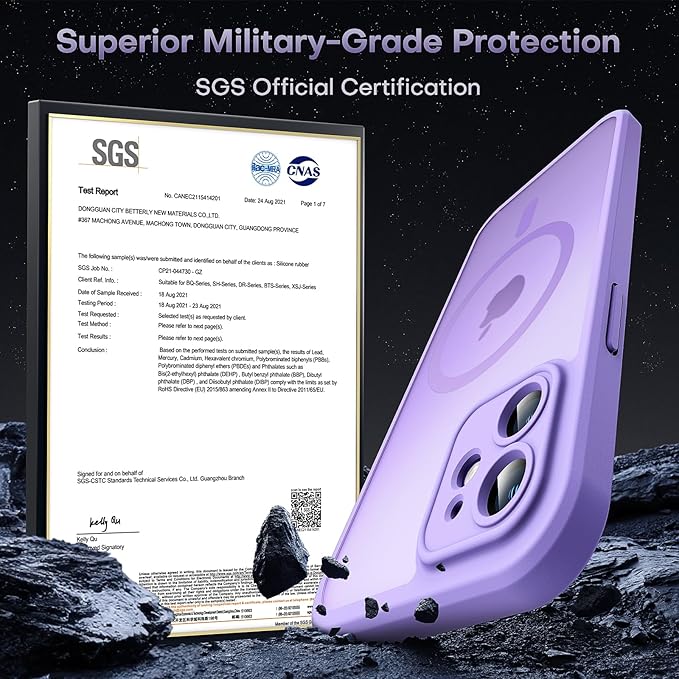 TOCOL for Phone 12 Case, Compatible with Magsafe Charger, Full Camera Protection, Drop Protection, Translucent Matte Phone Case for iPhone 12 6.1 inch Light Purple