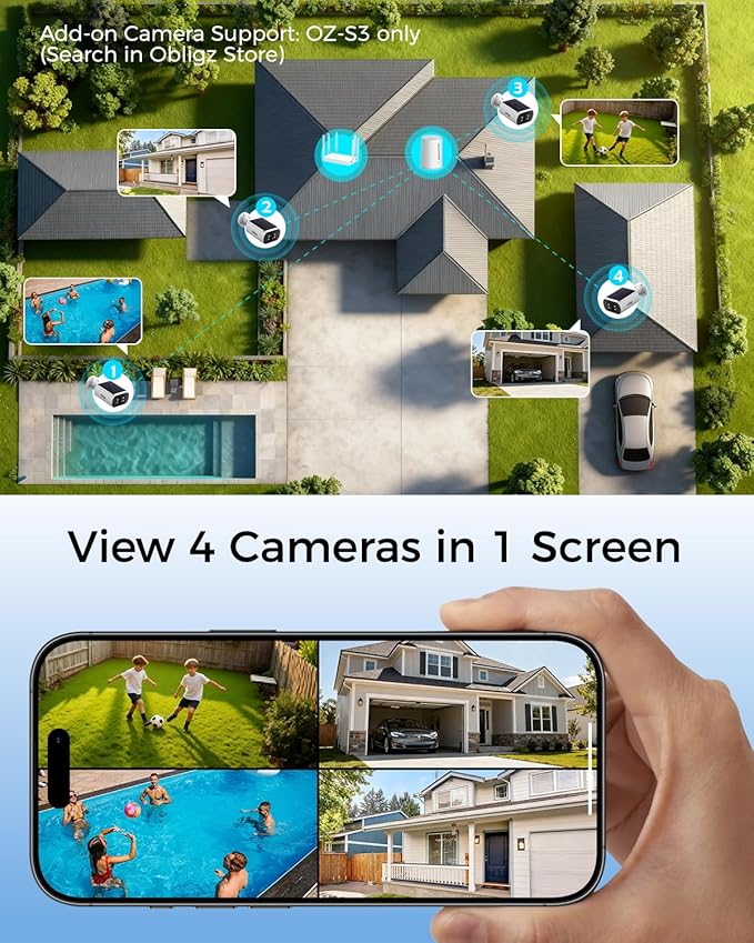 Solar Security Cameras Wireless Outdoor, 2Mins DIY Installation 4MP Color Night Vision Cameras for Home Security, Compatible Home Station Only
