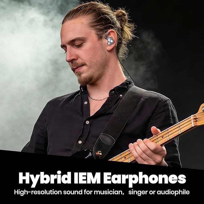 in Ear Monitor Headphones, HiFi IEM Wired Earbuds, Deep Bass Sound Isolating Earphones with USB C to 3.5mm Adapter and Detachable 2 Pin Cable for Singer/Musicians/Drummers