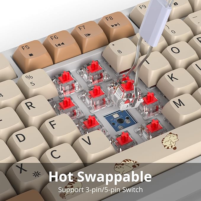 75% Mechanical Gasket Mount TKL Custom Keyboard - Wired, Hot Swappable, RGB Backlit for PC Laptop Windows Gamers (Coffee Cat)